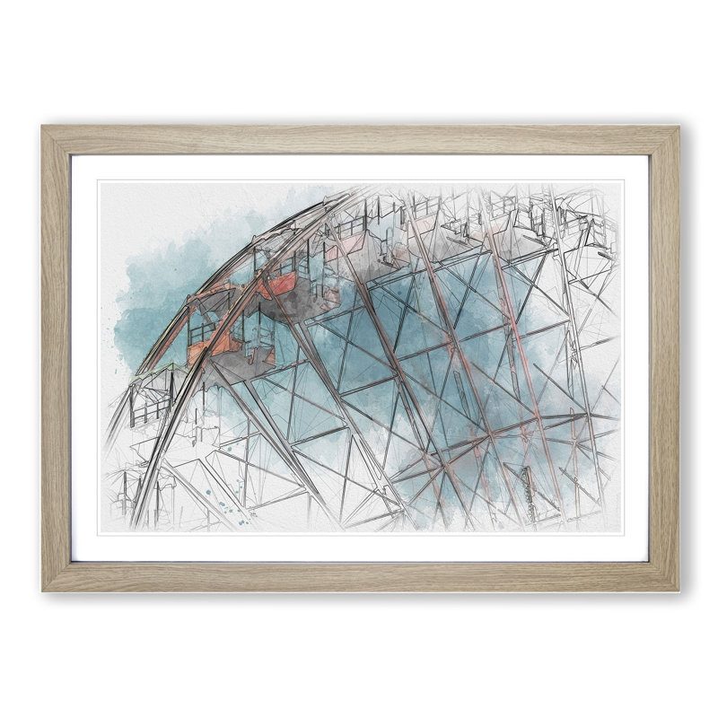 Ferris Wheel Vol.2 - Picture Frame Graphic Art, Oak Framed, 36cm H x 48cm W x 2cm D