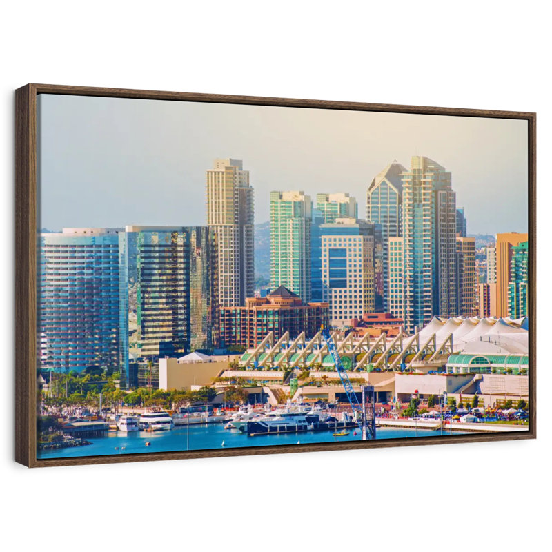 Ville de San Diego, 13 po x 9 po, Cadre flottant noyer