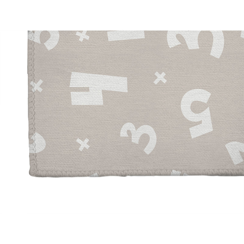 Numbers Kids Play Mat, Taupe/Ivory, Rectangle 2' x 3'