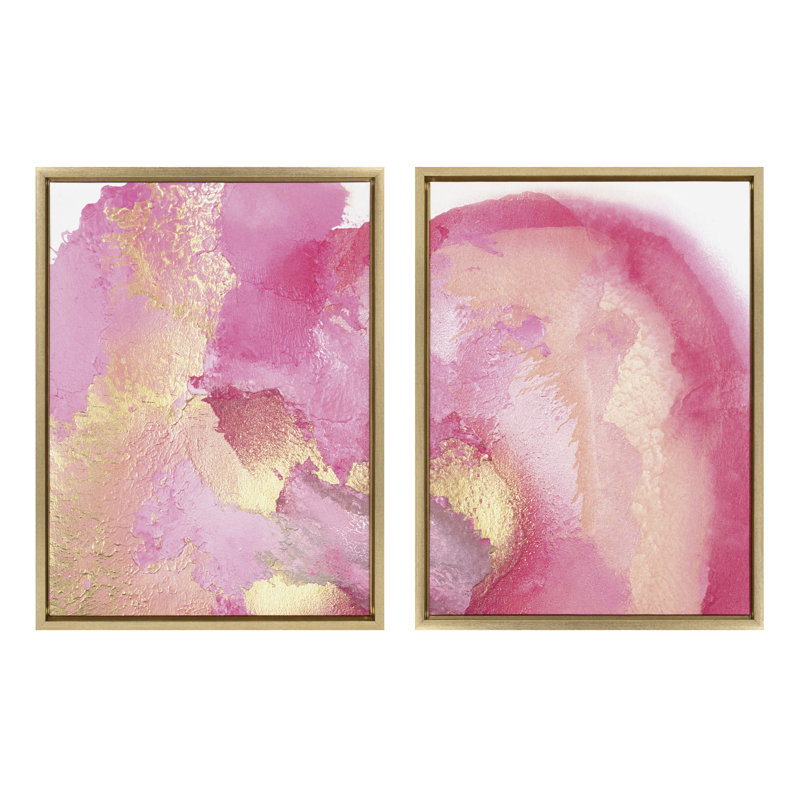 Mercer41 Modern Pink Abstract Canvas Wall Art Set | Wayfair