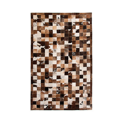 Tapis noir/brun/gris zone fait main géométrique Aayush
