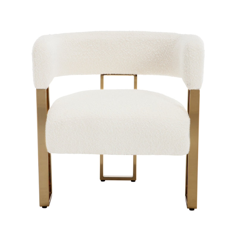Nyjee Upholstered Barrel Chair, White Polyester