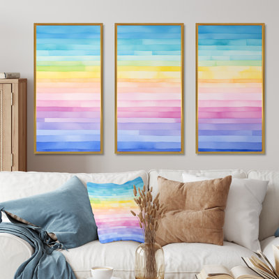Rainbow Scenery Minimalisme Harmony - ensemble d'art mural toile arc-en-ciel