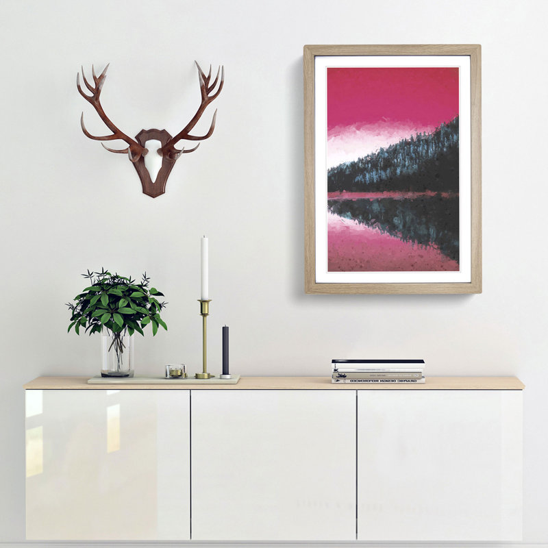 The Pink Forest Angles in Abstract - Picture Frame Graphic Art Print, 36cm H x 27cm W x 2cm D, Oak Framed