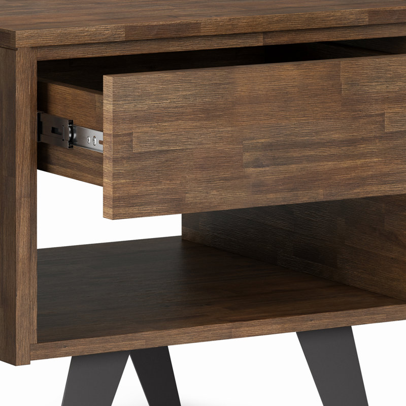 Moderne - Table de bout - Brun rustique naturel vieilli, Brun foncé 