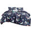 Ensemble de literie à broderies douces bleu marine, licornes et arcs-en-ciel pour enfants-99093034