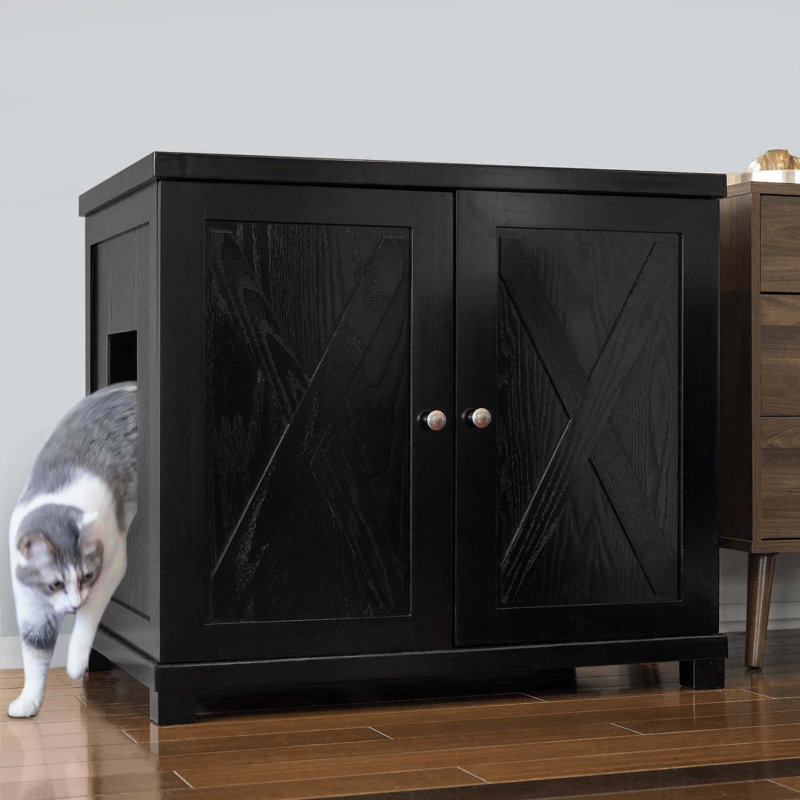 Litière en bois avec tiroir The Refined, Campagnard, H 28 po x l 33,5 po x P 22,75 po