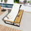 Chaise longue d'extérieur avec dossier réglable à 5 positions, fauteuil inclinable avec coussin beige, chaise longue avec table d'appoint en bois d'acacia, structure en fer robuste pour la piscine, le jardin et la cour-1152308603