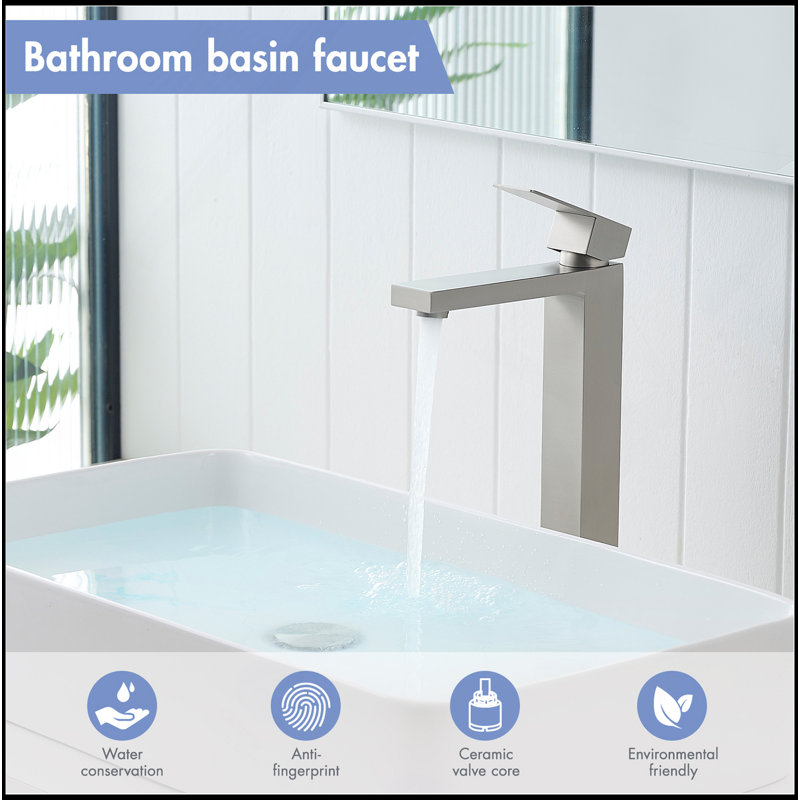 Robinet de salle de bain nickel brossé avec bonde escamotable, robinet brossé pour lavabo de salle de bain, robinet de salle de bain monotrou moderne