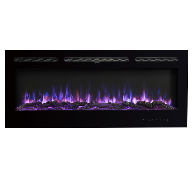 Adrianne Recessed/Wall Mounted Electric Fireplace Adjustable Flame with Remote, 54.4cm H x 128cm W x 14cm D