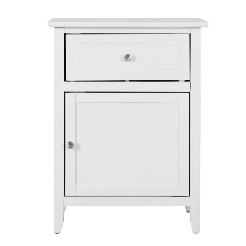 Table de chevet 1 tiroir Izzy, blanc, Blanc