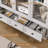 78” Tall Bookcase with 8 Shelves & 4 Drawers, Pantry Cabinet with Glass Doors, Gray-1612260387