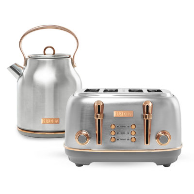 Haden Heritage Stainless Steel Electric Tea Kettle With Toaster, Black/Copper