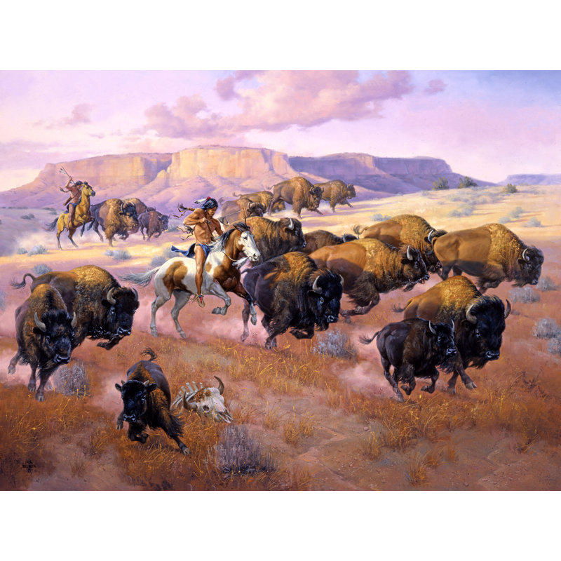 The Buffalo Hunt 1 Piece Wrapped Canvas Wall Art, 20 cm H x 30 cm W