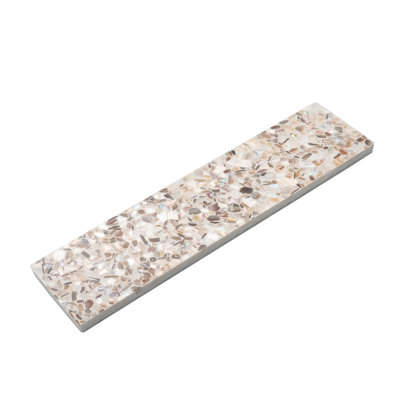 Amalfi 3x12 in. Ivory White with Copper flecks Glossy Shell, Terrazzo Elongated Subway Wall and Floor Tile (5 sq ft/case, 20-Pack)