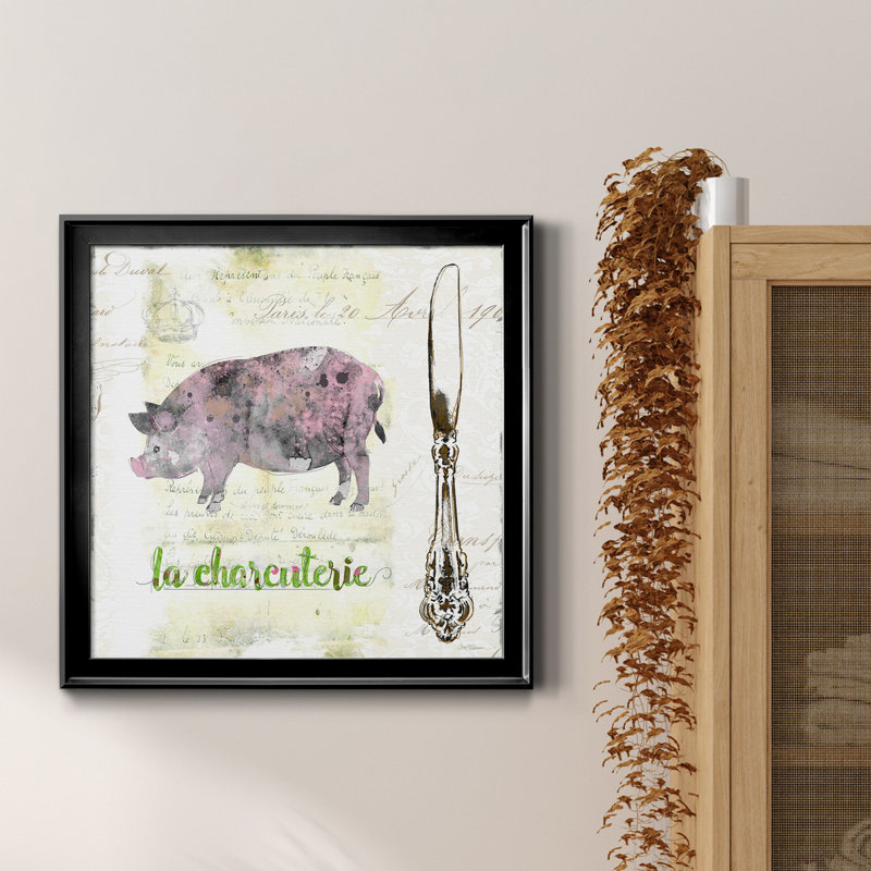 Cochon doré, impression sur toile encadrée, Cadre noir, H 26,5 po x l 26,5 po x P 1,5 po