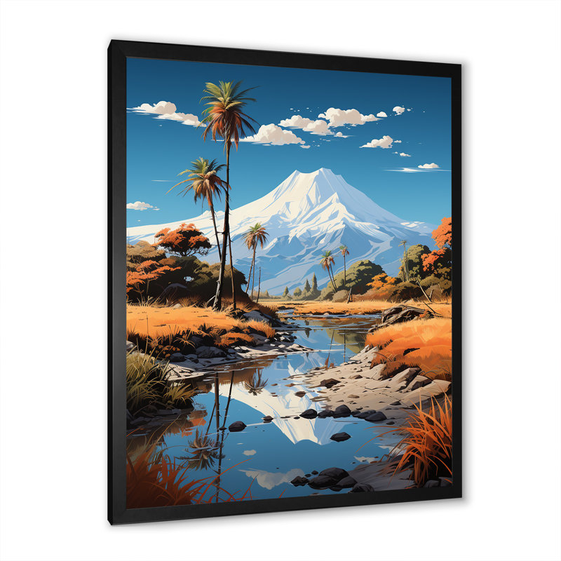 Volcan Volcanic Reflections I sur impression sur toile, Cadre simple noir, H 40 po x l 30 po x P 1,5 po