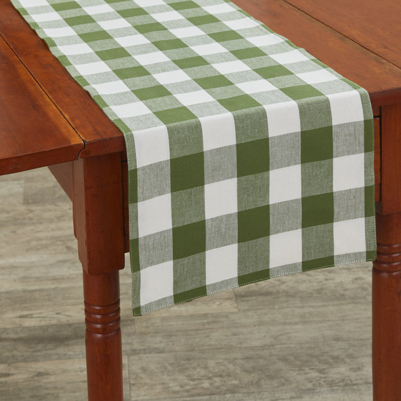 Amair Rectangular Plaid Table Runner, 36" x 13", Green