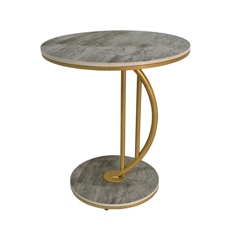 Azka End Table, Grey/Gold