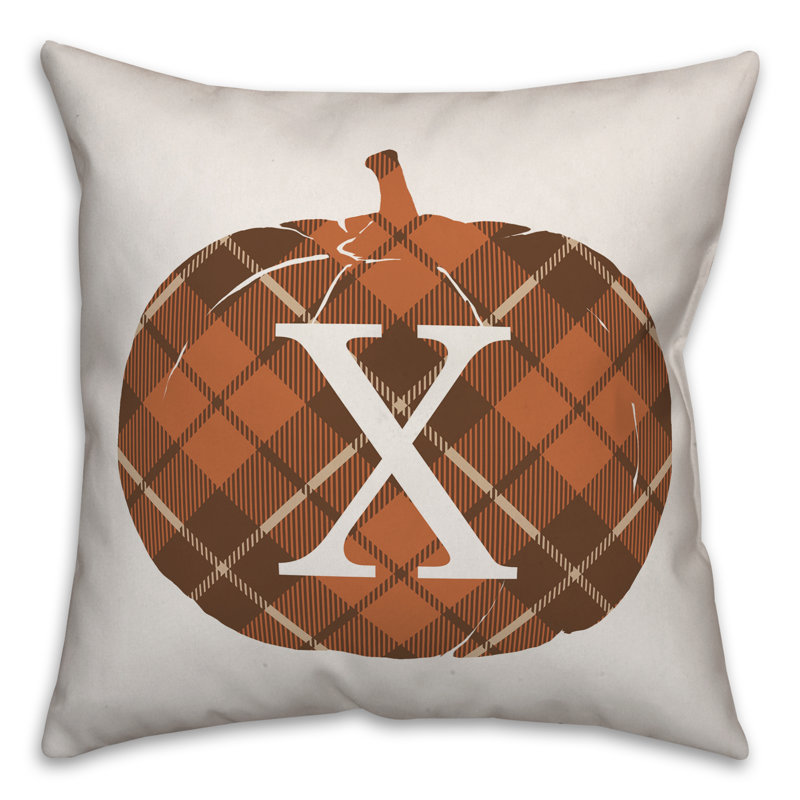  Pumpkin Monogram - N Square Pillow Cover & Insert, X