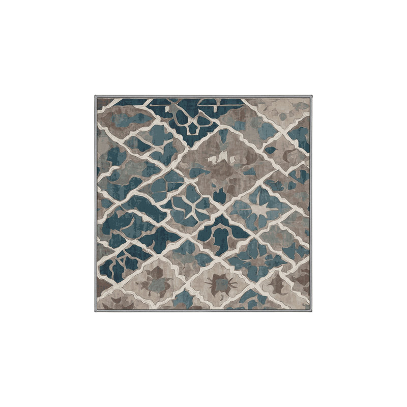 Machine Washable Gray Area Rug, Square 3'
