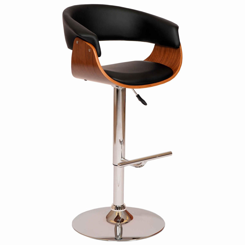 Tani Swivel Upholstered Adjustable Height Counter Stool with Metal Frame, Black