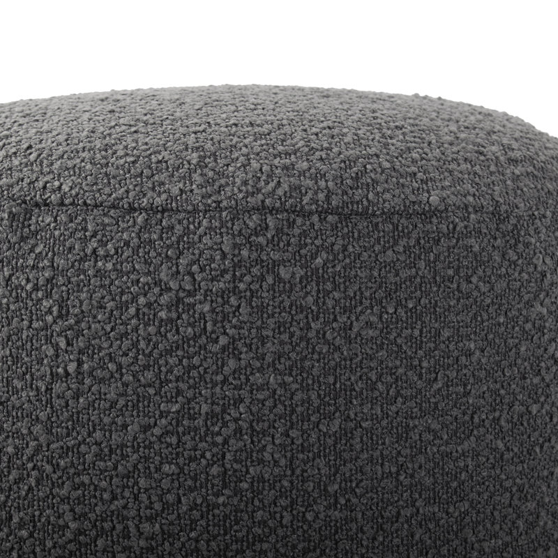 Upholstered Pouf, Barbet Charcoal Polyester, 12" H x 22" W x 22" D 