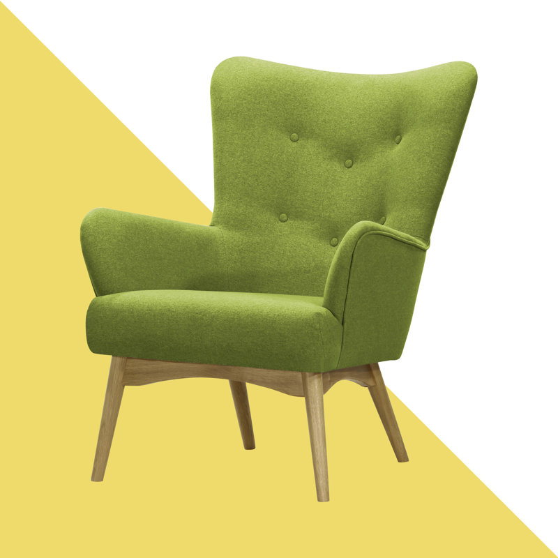 Holli Upholstered Wingback Chair, Ontario Lime Green