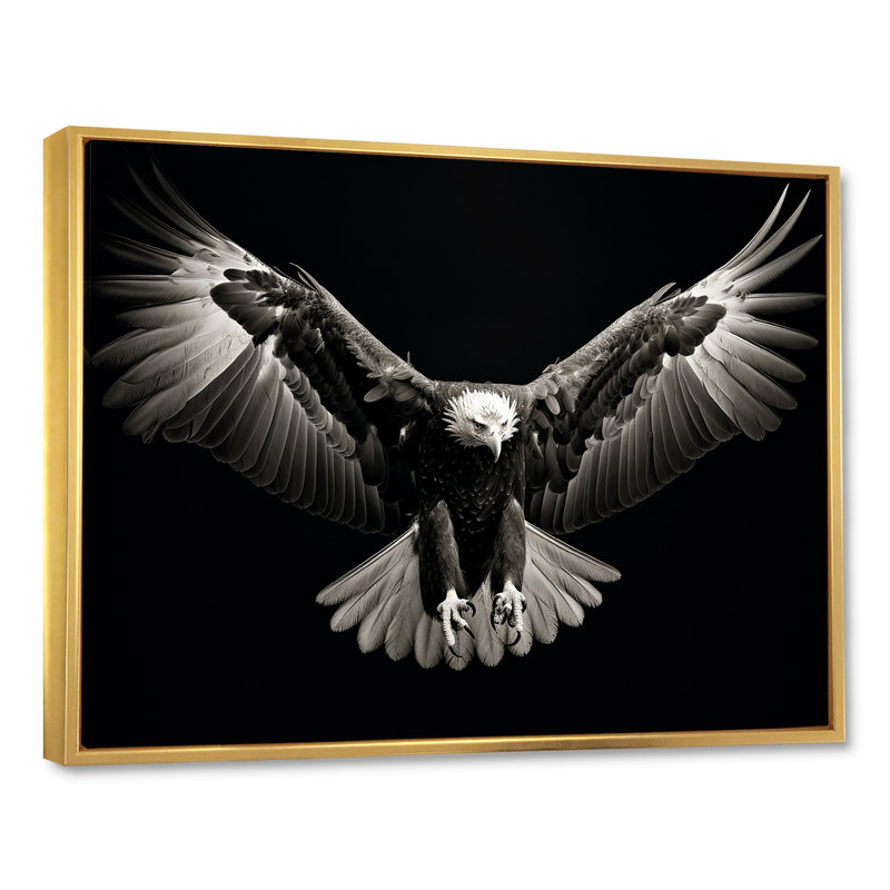 «Bold Eagle Power Hunter IV», reproduction sur toile, H 16 po x l 32 po x P 1 po, Cadre flottant doré