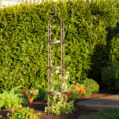 Meadville 5 ft Powder-Coated Steel Obelisk Planter