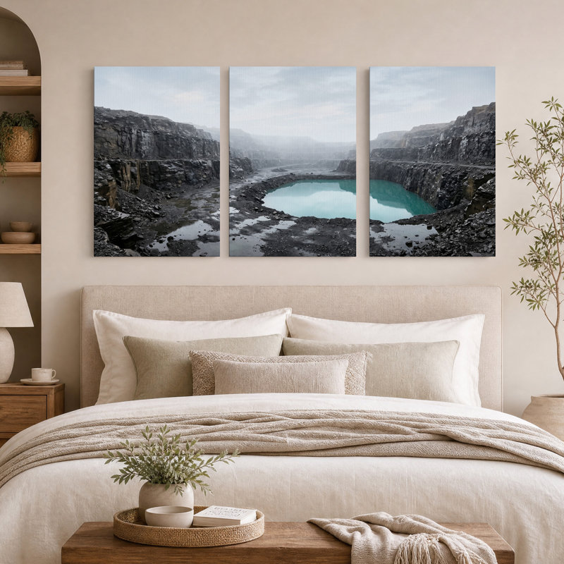 «Rocky Quarry Walls Turquoise Lake», ensemble de 3 toiles murales, H 30 po x l 20 po x 3 pièces
