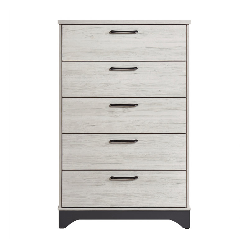 Meuble de chambre contemporain à 5 tiroirs avec finition bicolore et 1 tiroir