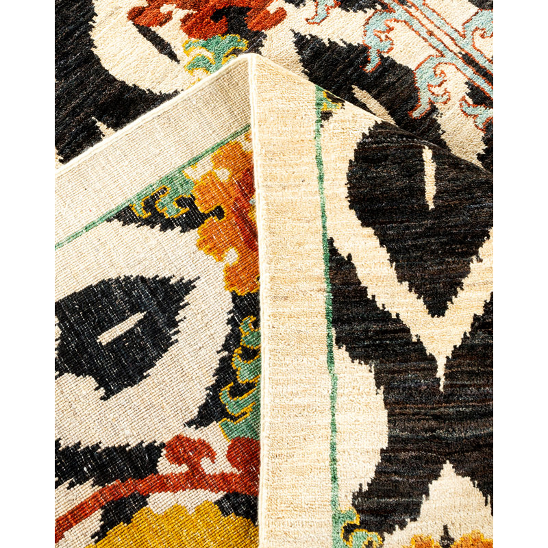Tapis unique orange / noir 14 pi x 16 pi 5 po Gagliano
