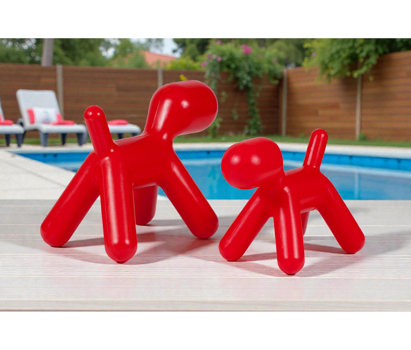 Pangea Home Lanclos Weather-Resistant Dog Statue, Red, Small