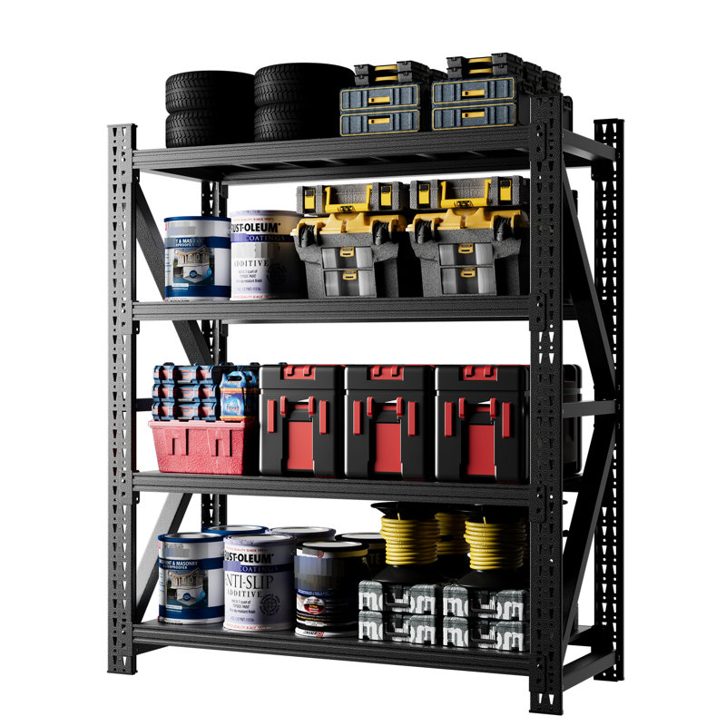 Support de rangement en métal robuste de 4000 lb avec 69h x 59 po 23,6 po réglable avec 4 tablettes verticales de conception industrielle pour l'entrepôt