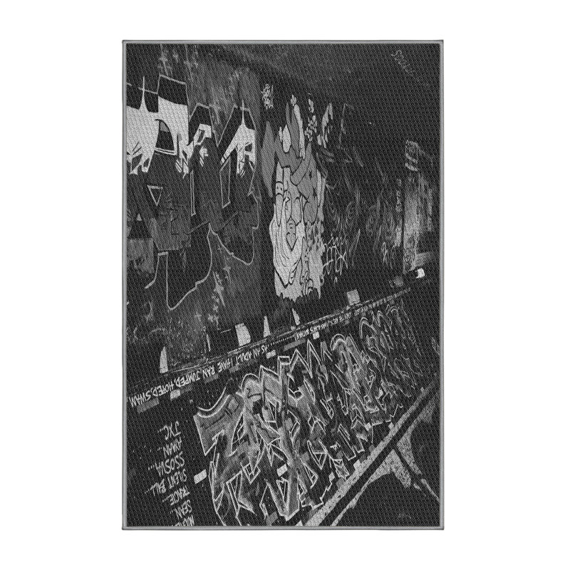 Tapis décoratif gris/noir à motifs Evelyn, Rectangle 2 pi x 4 pi