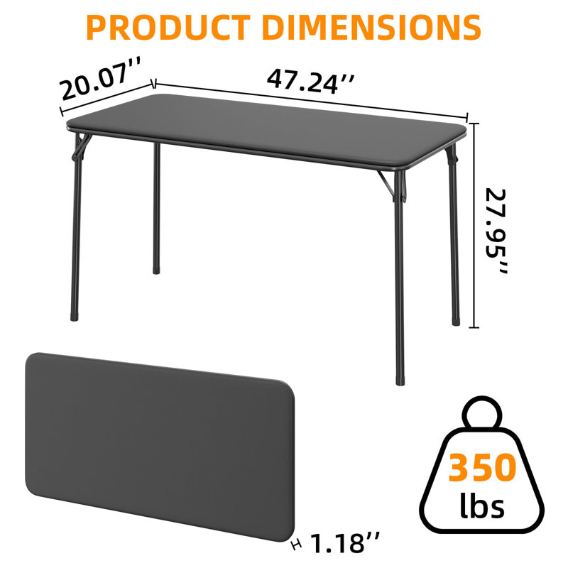 5-Piece Card Table Set,Folding Card Table And Chair Set Of 5 Portable With Padded Tabletop, Black