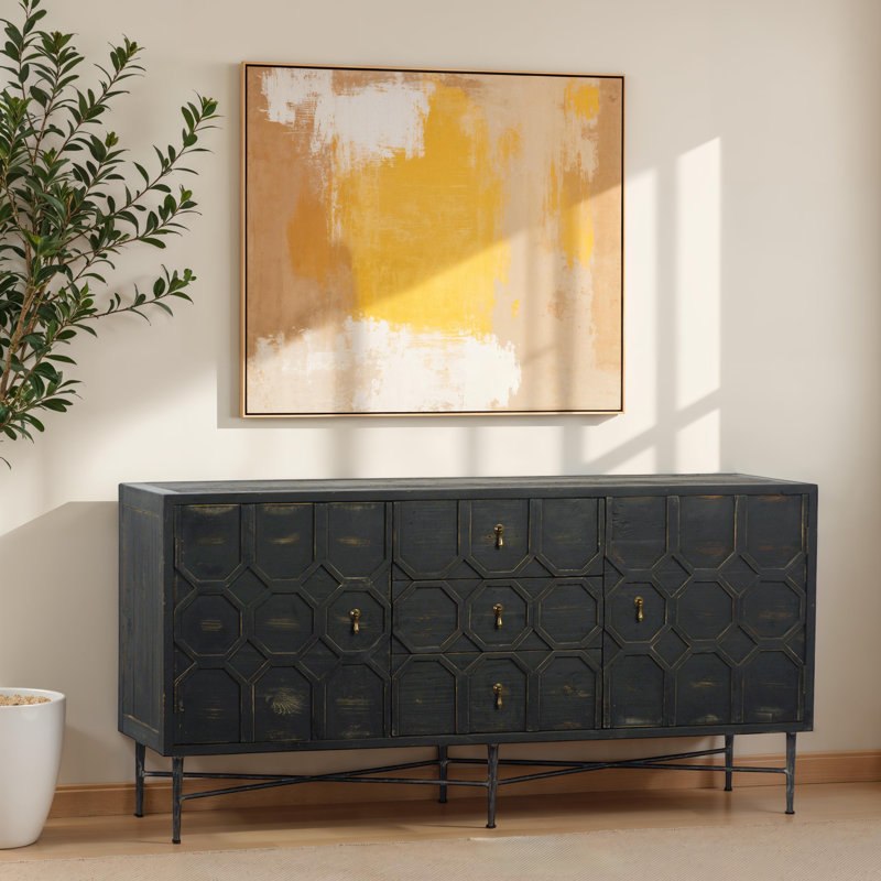 Harten 63-Inch Reclaimed Pine And Iron 2-Door 3-Drawer Sideboard