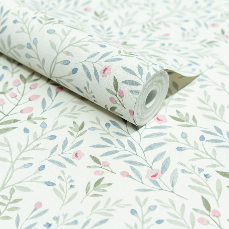 Inia Colection All-Over Leaf Branches Wallpaper Roll, Pink