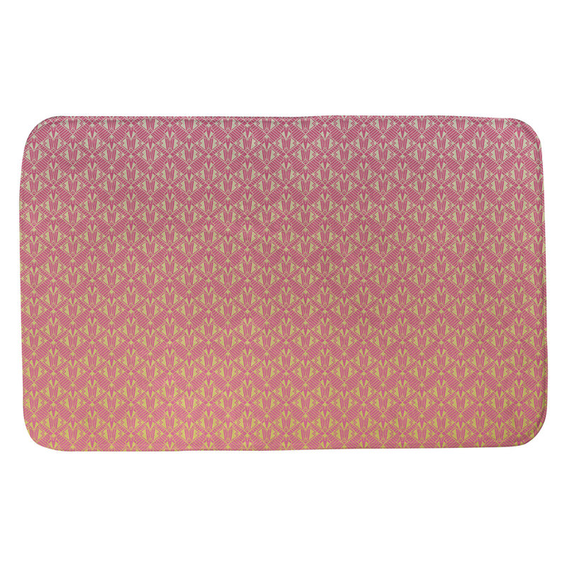 Tapis de salle de bain déco Leffel, l 21 po x L 34 po, Rose / Jaune