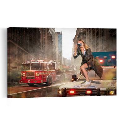 City News Photographer Dramatic Abstract Contemporary City Wall Art Print 1 Piece Wrapped Canvas Wall Art
