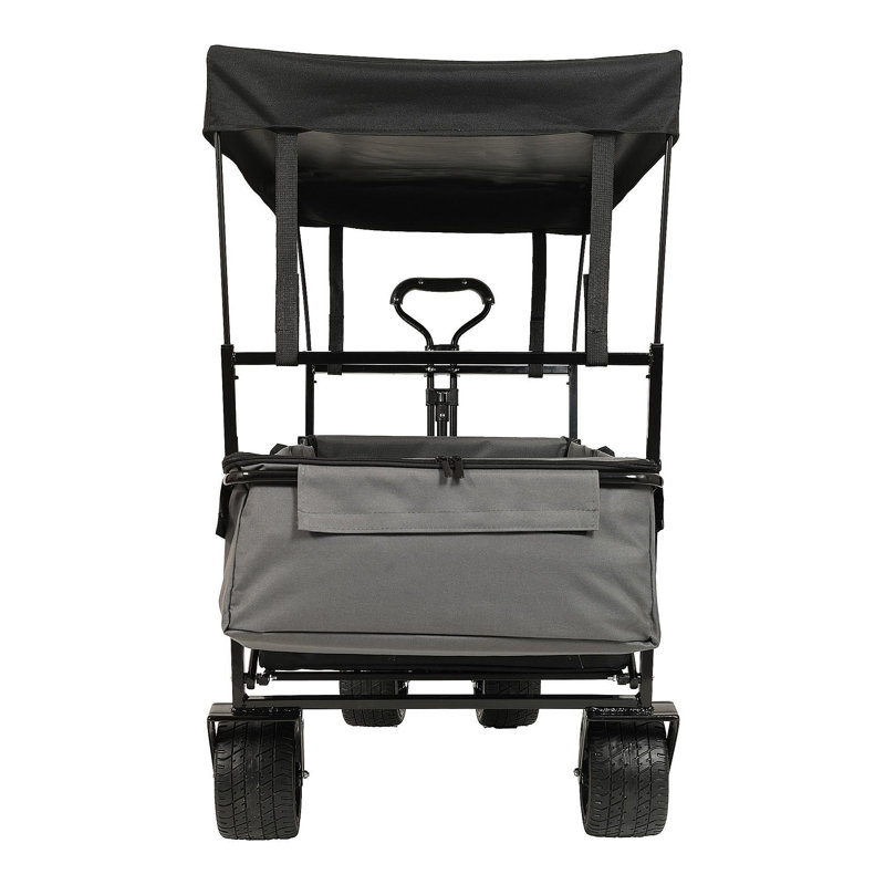Chariot pliable de 480 lb avec auvent, poussette de chariot avec roues tout-terrain de 7 po, chariot pliable léger, grande capacité pour le camping, le magasinage, les sports et le jardin, noir avec moustiquaire