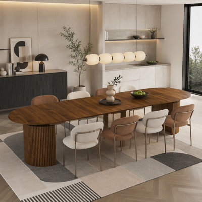 Extendable Foldable Dining Room Table for 1 to 10 People, Wood Rectangle Expandable Table with Space Saving Console Mode, Multifunctional Dining, Kitc