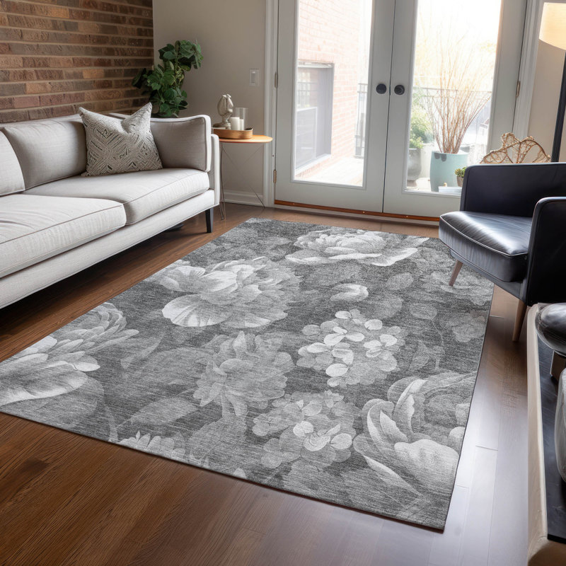 Zaleenah Gray Washable Indoor-Outdoor Rug - LOOMLAN, 2'6" x 3'10"