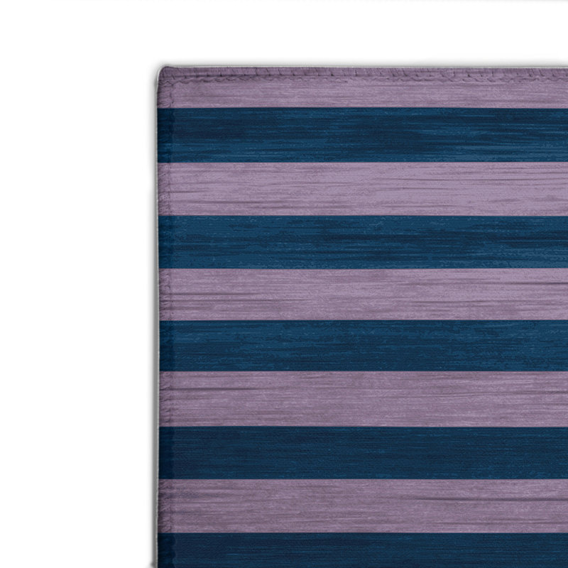 HorizontalStripes Blue Indoor and Outdoor Area Rug, Rectangle 4' x 6'