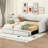 Beige Expandable Upholstered Twin Xl To King Daybed With Pull - Out Drawers, Ergonomic Support For Back And Arm, Soft Fabric Buttoned Drawer Surfaces, Comfortable