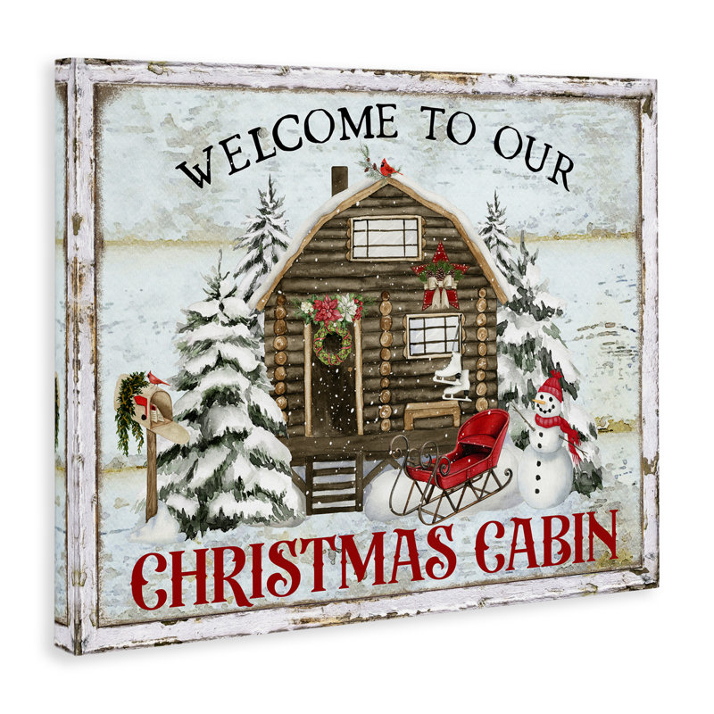 Art mural sur toile Welcome Christmas Cabin par Creatif Belle, H 24 po x l 30 po