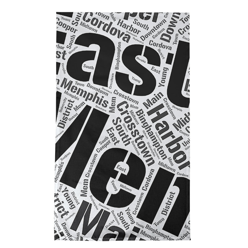 Cotton Tea Towel Kitchen Towel, Black, Memphis