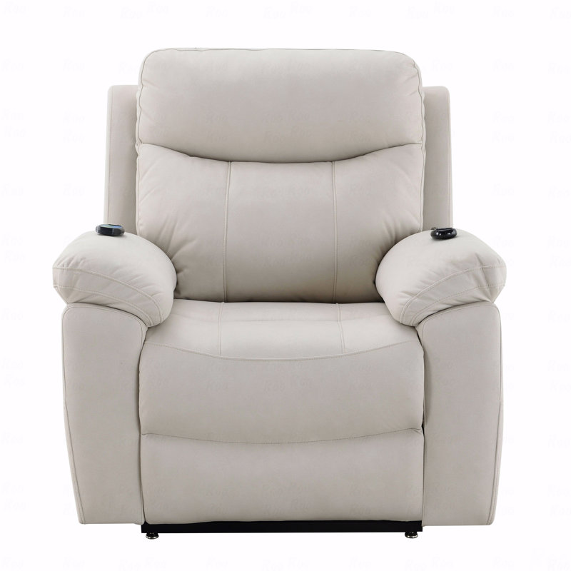 Beige Polished Microfiber With Power Motion Function With Recliner Function With Lift, Heating And With Massage Function Chair