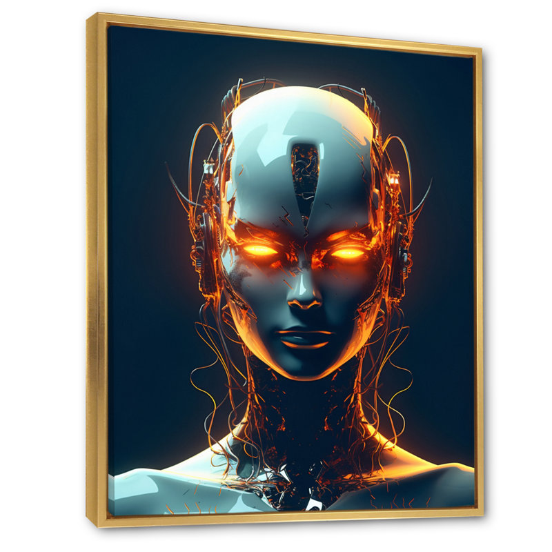 " Robotic Intelligence III ", Gold Floater Framed, 40" H x 30" W x 1.5" D